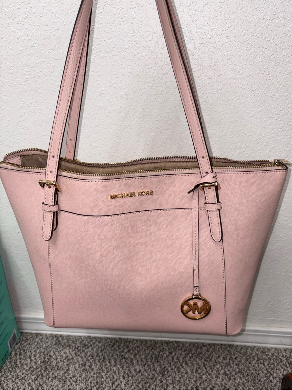 michael kors large leather top zip tote bag